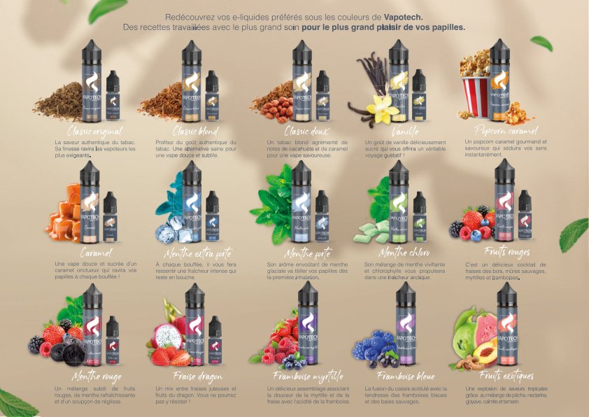 Carte des saveurs Vapotech